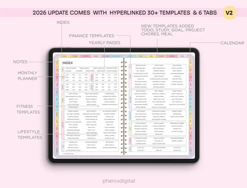 All-in-One Digital Planner 2026, 2027, 2028 Digital Planner, Digital Journal, Digital Goodnotes Template, Weekly, Daily Planner, Notability