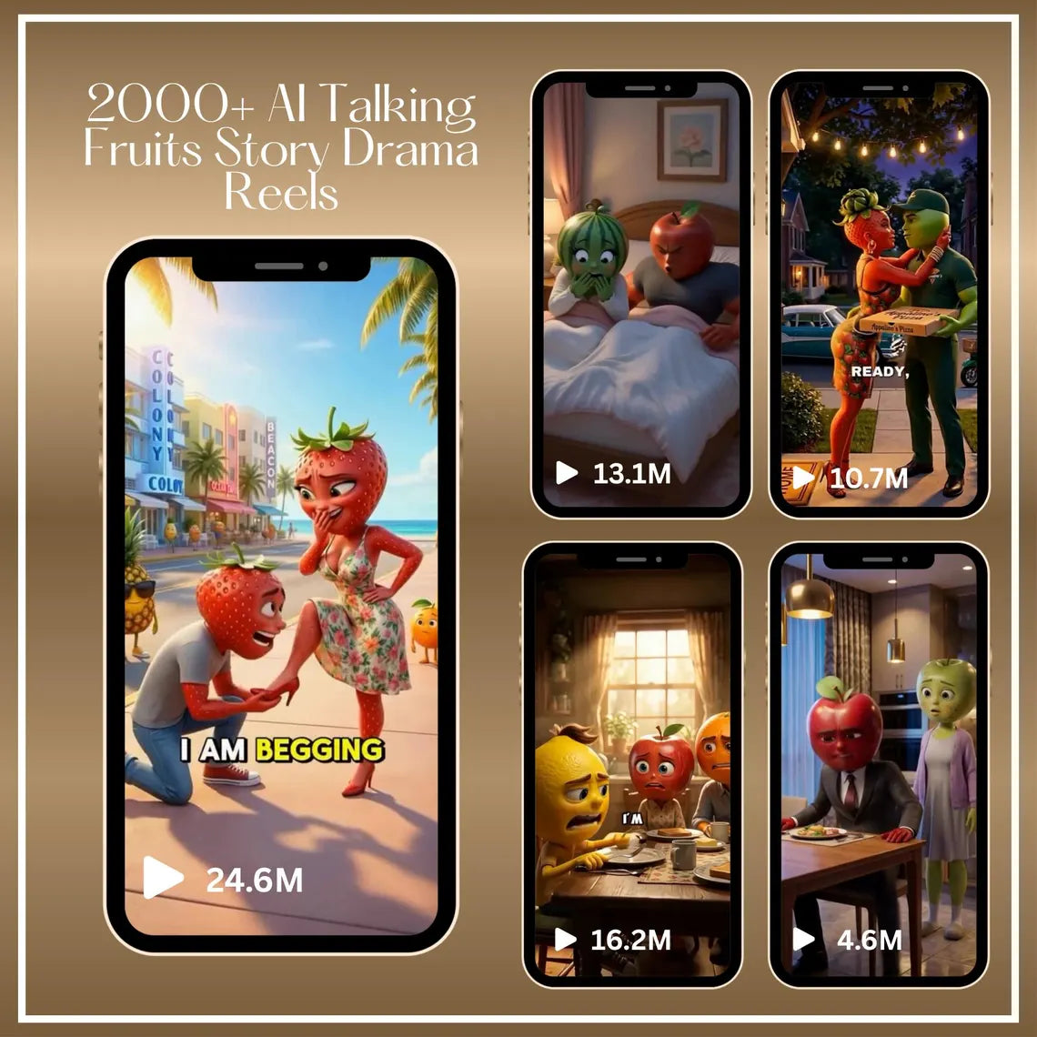 Over 2000 Dramatic Talking Fruit Videos (Reels Pack) | Viral Videos for TikTok and Instagram | Fruit Love Island Reels