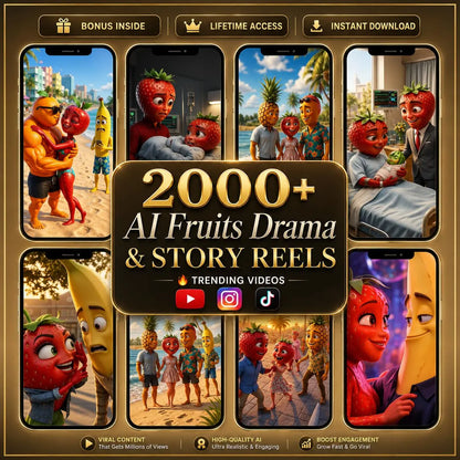 Over 2000 Dramatic Talking Fruit Videos (Reels Pack) | Viral Videos for TikTok and Instagram | Fruit Love Island Reels