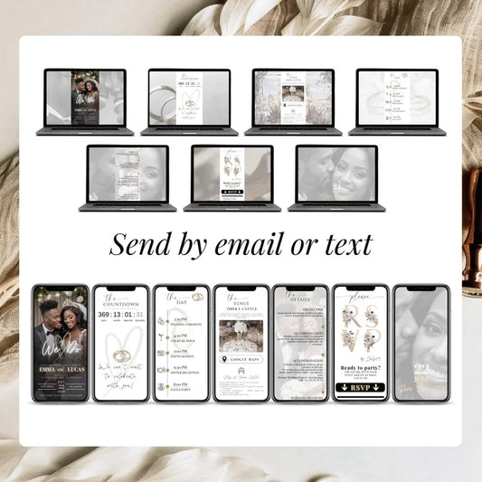 Wedding RSVP Invite Digital Wedding Invitation with Embedded Countdown Timer, Trackable RSVP and Map, Canva Template Website Wedding Evite