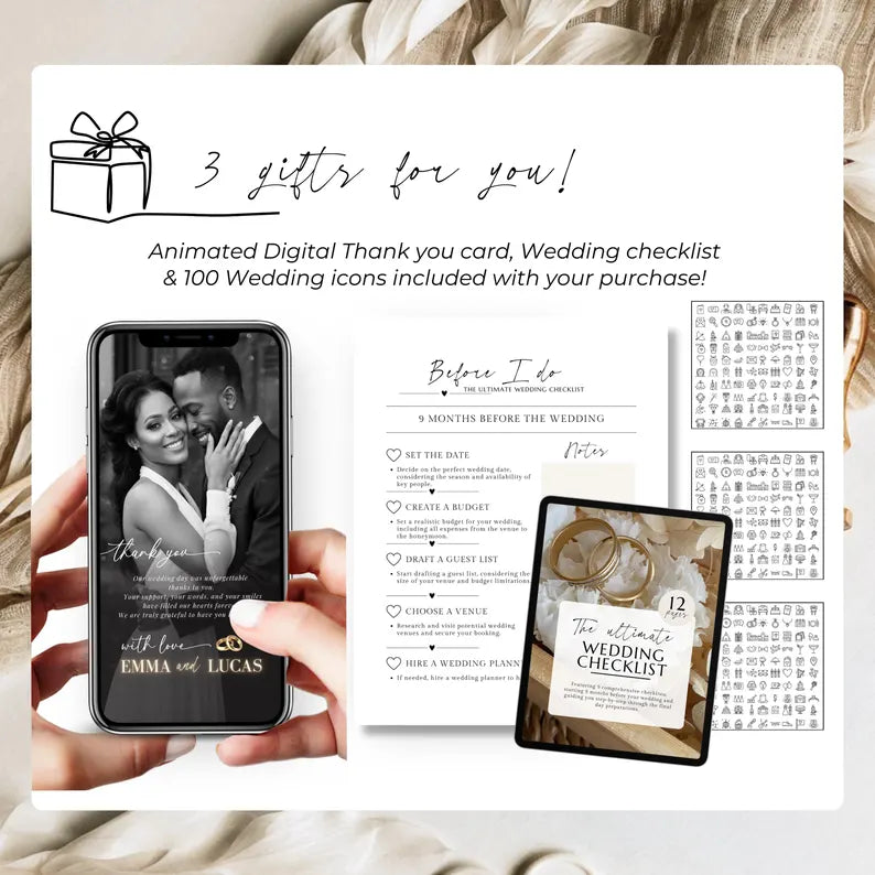 Wedding RSVP Invite Digital Wedding Invitation with Embedded Countdown Timer, Trackable RSVP and Map, Canva Template Website Wedding Evite