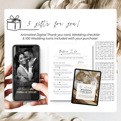 Wedding RSVP Invite Digital Wedding Invitation with Embedded Countdown Timer, Trackable RSVP and Map, Canva Template Website Wedding Evite